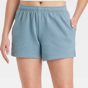 Women's Leisure Studio Mid-Thigh Fleece Shorts - Universal Thread Blue XL